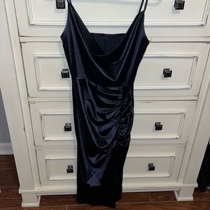 cowl neck midi dress